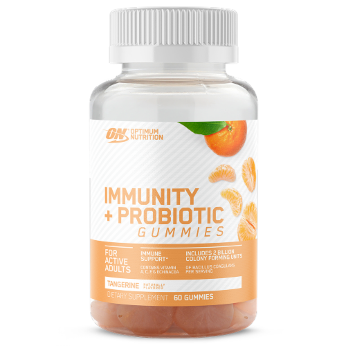 Optimum Nutrition Tangerine Immunity + Probiotics Gummies 60 Count Perspective: front