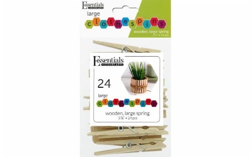 EBL Wood Clothespins Large Spring 3 3/8" 24pc Perspective: front