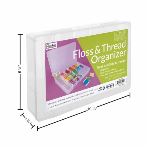 Embroidery Floss Organizer Box  17 Compartment Plastic Box with Lid, Embroidery  Thread Organizer with 100