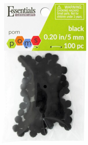 EBL Pom Pom 5mm Black 100pc Perspective: front