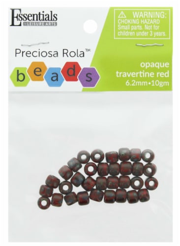 EBL Czech Rola Bead 6.2mm 10gm Op Travertine Red Perspective: front