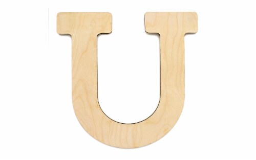 EBL Wood Letter 9.5 Birch U Perspective: front