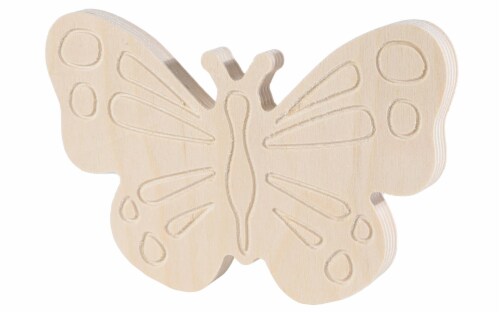 Essentials by Leisure Painted Wood Shape Lady Buttefly Craft Perspective: front