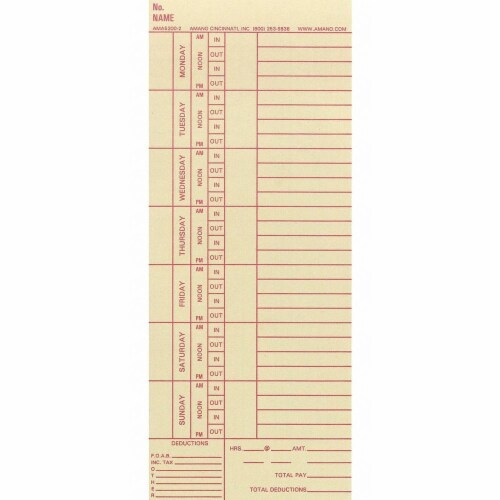 Amano Bi-Weekly Time Cards,PK1000  AMA5200-2 Perspective: front