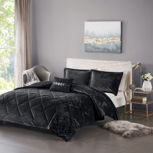 Gracie Mills Velvet Comforter Set Black Full Queen Full Queen