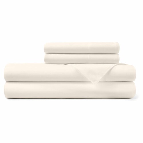 Hotel Sheets Direct Bamboo 4 Piece Sheet Set with Pillowcases, Queen, Cream Perspective: front