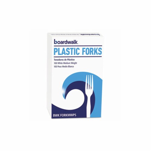 Mediumweight Polystyrene Cutlery, Fork, White, 100/Box