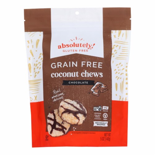 Absolutely Gluten Free Chews - Coconut - Cocoa Nibs - Gluten Free - Case of 12 - 5 oz. Perspective: front
