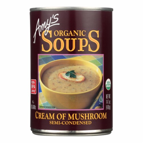 Amy's - Organic Cream of Mushroom Soup - Case of 12 - 14.1 oz. Perspective: front
