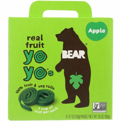 Bear Real Fruit Yoyo Snack - Apple - Case of 6 - 3.5 oz. Perspective: front