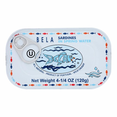 Bela - Olhao Sardines Spring Water - Case of 12 - 4.25 oz. Perspective: front