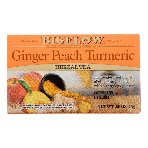 Bigelow Benefits Herbal Tea Ginger Peach, 18 Count (Pack of 2