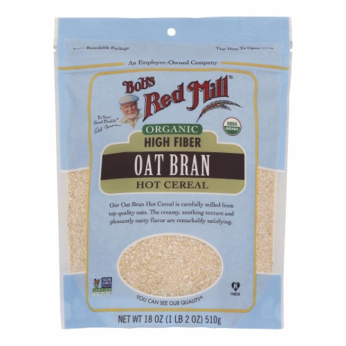 Bob's Red Mill - Oat Bran - Organic High Fiber Hot Cereal - Case of 4 - 18 oz. Perspective: front