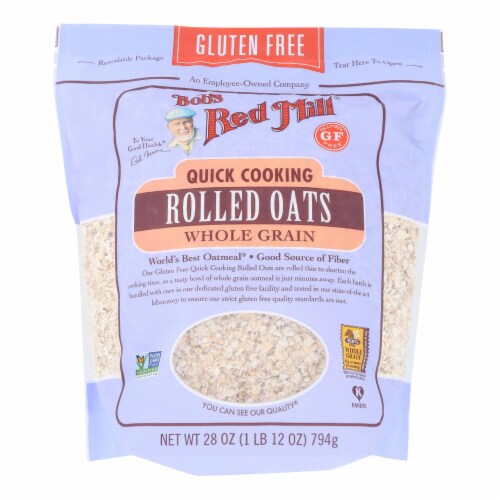 Bob's Red Mill - Quick Cooking Rolled Oats - Gluten Free - Case of 4-28 oz. Perspective: front