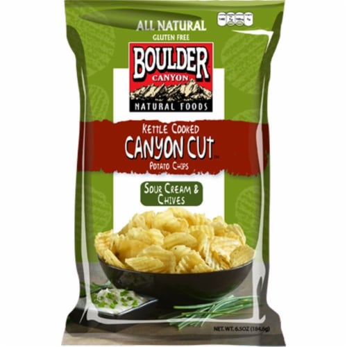 Boulder Canyon Sour Cream and Chives Canyon Cut Potato Chips Perspective: front