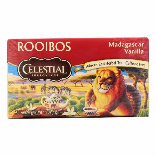 Celestial Seasonings Red Tea Caffeine Free Madagascar Vanilla - 20 Tea Bags - Case of 6 Perspective: front