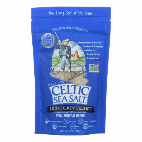 Celtic Sea Salt Light Grey - Case of 6 - 0.5 Lb. Perspective: front