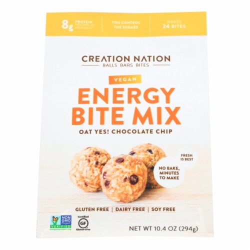 Creation Nation - Oat Yes! Chocolate Chip Vegan Energy Bite Mix - Case of 6 - 10.4 oz. Perspective: front