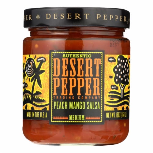 Desert Pepper Trading - Medium Hot Peach Mango Salsa - Case of 6 - 16 oz. Perspective: front