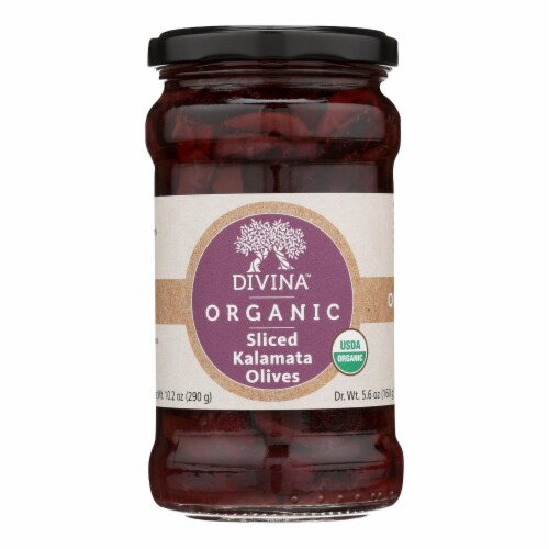 Divina - Organic Olives - Kalamata Sliced - Case of 6 - 5.6 oz. Perspective: front