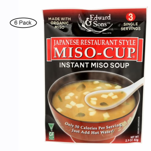 Edward and Sons Miso Cup Soup - Japanese Restaurant Style - Case of 6 - 2.9 oz. Perspective: front