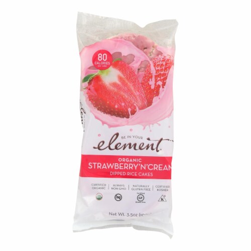 Element Organic Dipped Rice Cakes - Strawberry'N'Cream - Case of 6 - 3.5 oz. Perspective: front