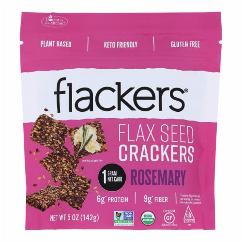 Doctor In The Kitchen - Organic Flax Seed Crackers - Rosemary - Case of 6 - 5 oz. Perspective: front