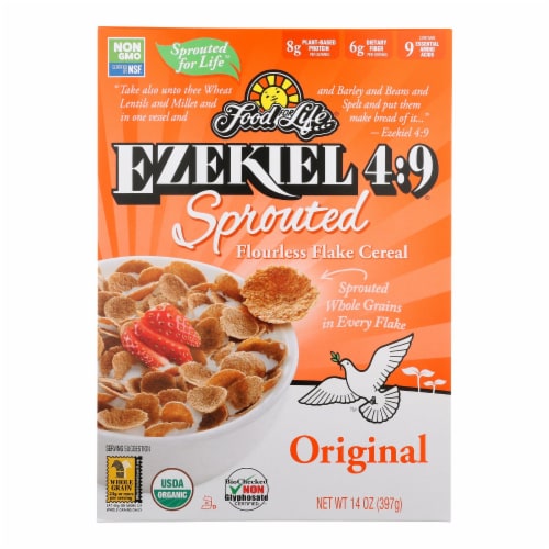 Food For Life Organic Flake Cereal - Ezekiel 4:9 Original - Case of 6 - 14 oz. Perspective: front