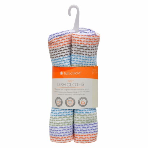 Full Circle Home Tidy Dish Cloths - 12 inch x 12 inch - Case of 12 - 3 Pack Perspective: front
