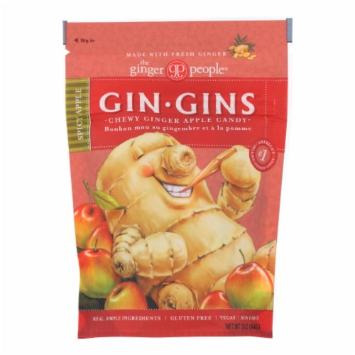 Ginger People Chewy Ginger Christmas Candy - Spicy Apple - Case of 12 - 3 oz. Perspective: front