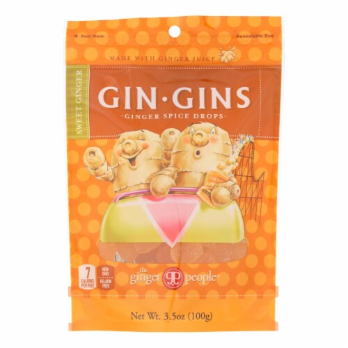 The Ginger People Gin Gins Ginger Spice Drops  - Case of 12 - 3.5 oz. Perspective: front