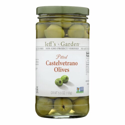 Jeff's Garden - Castelvetrano Olives - Pitted - Case of 6 - 5.5 oz. Perspective: front