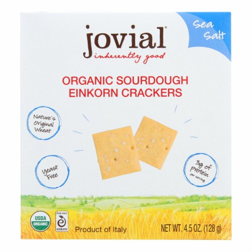 Jovial - Sourdough Einkorn Crackers - Sea Salt - Case of 10 - 4.5 oz. Perspective: front