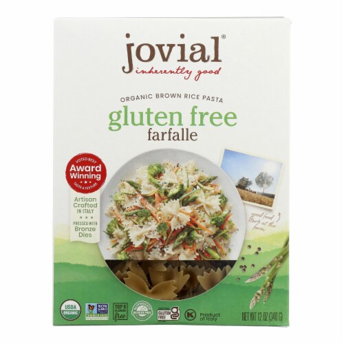 Jovial - Gluten Free Brown Rice Pasta - Farfalle - Case of 12 - 12 oz. Perspective: front