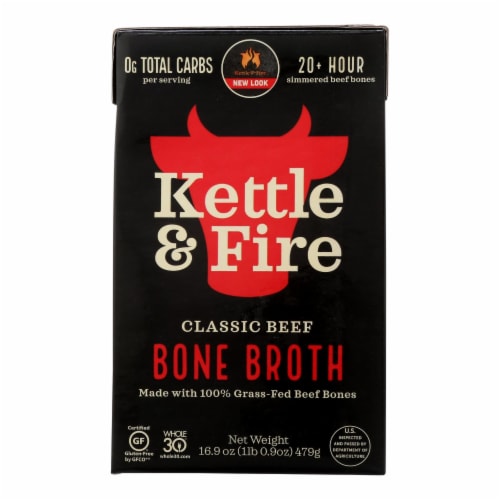 Kettle & Fire Beef Bone Broth  - Case of 6 - 16.9 oz. Perspective: front