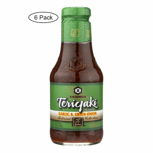 Kikkoman Teriyaki Sauce - Garlic and Green Onion - Case of 6 - 20.5 oz. Perspective: front