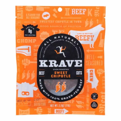 Krave Beef Jerky - Sweet Chipotle - Case of 8 - 2.7 oz. Perspective: front