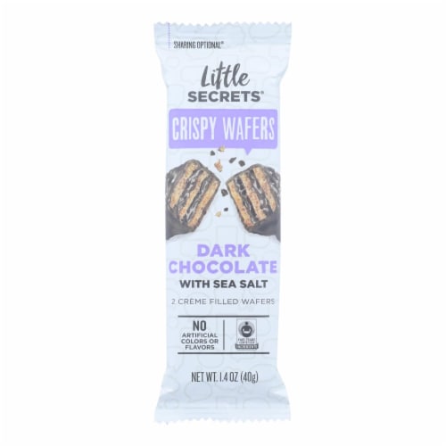 Little Secrets Crispy Wafer - Dark Chocolate With Sea Salt - Case of 12 - 1.4 oz. Perspective: front