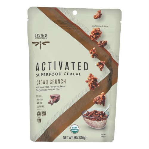 Living Intentions Cereal - Organic - Superfood - Cacao Crunch - 9 oz - case of 6 Perspective: front