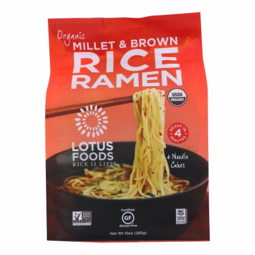 Lotus Foods Ramen - Organic - Millet and Brown Rice - 4 Ramen Cakes - 10 oz - case of 6 Perspective: front