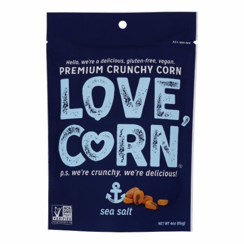 Love Corn Premium Crunchy Corn Snack - Case of 12 - 4 oz. Perspective: front
