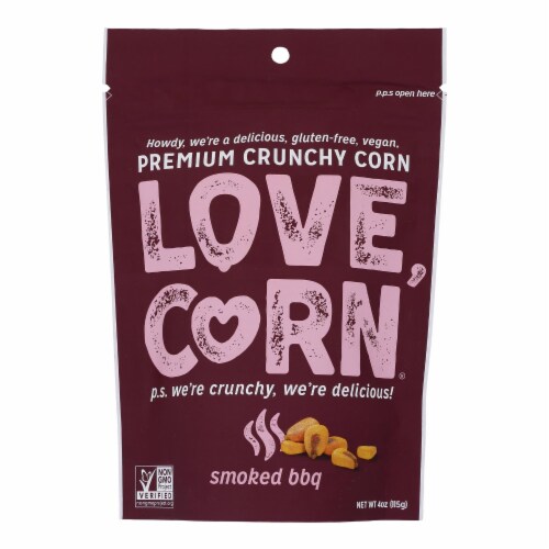 Love Corn Smoky Premium Crunchy Corn Snack - Case of 12 - 4 oz. Perspective: front