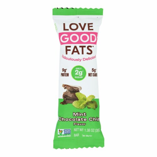 Love Good Fats - Bar Mint Chocolate Chip - Case of 12 - 1.38 oz. Perspective: front