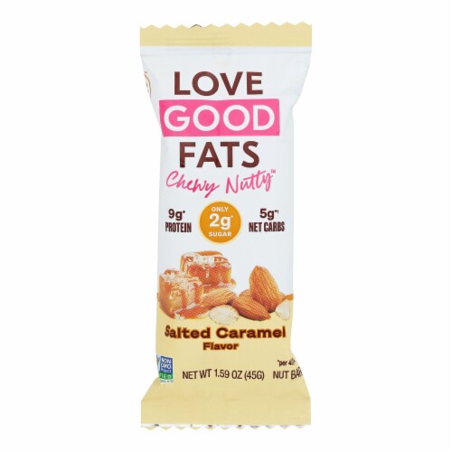 Love Good Fats - Bar Salted Caramel Chew Nutty - Case of 12-1.59 oz. Perspective: front
