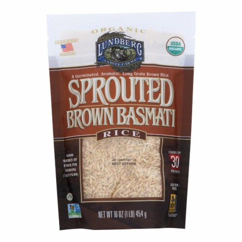 Lundberg Family Farms Sprouted Brown Basmati Rice - Case of 6 - 1 lb. Perspective: front