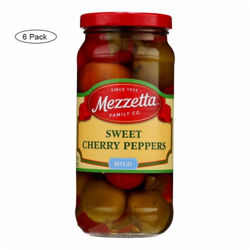 Mezzetta Sweet Cherry Peppers - Case of 6 - 16 oz. Perspective: front