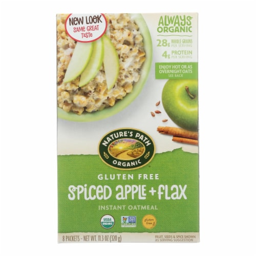 Nature's Path Organic Hot Oatmeal - Spiced Apple with Flax - Case of 6 - 11.3 oz. Perspective: front