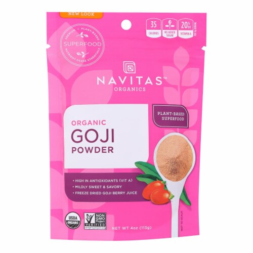 Navitas Naturals Goji Berry Powder - Organic - Freeze-Dried - 4 oz - case of 12 Perspective: front