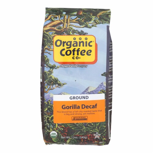 Organic Coffee Company Occ Gorilla Decaf Ground, Regular Roast - Case of 6 - 12 oz. Perspective: front