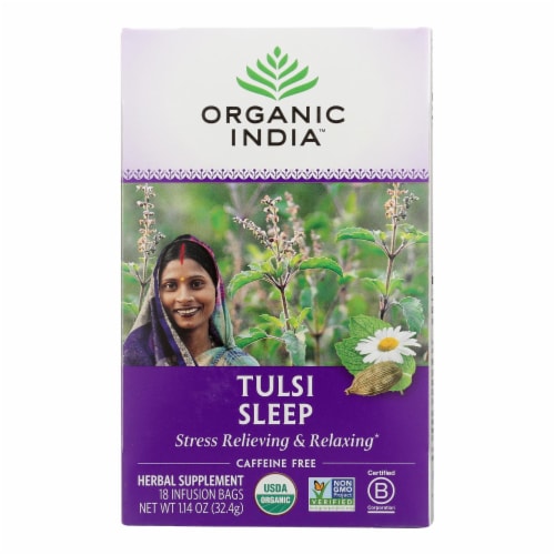 Organic India Tulsi True Wellness Sleep Tea - 18 Tea Bags - Case of 6 Perspective: front